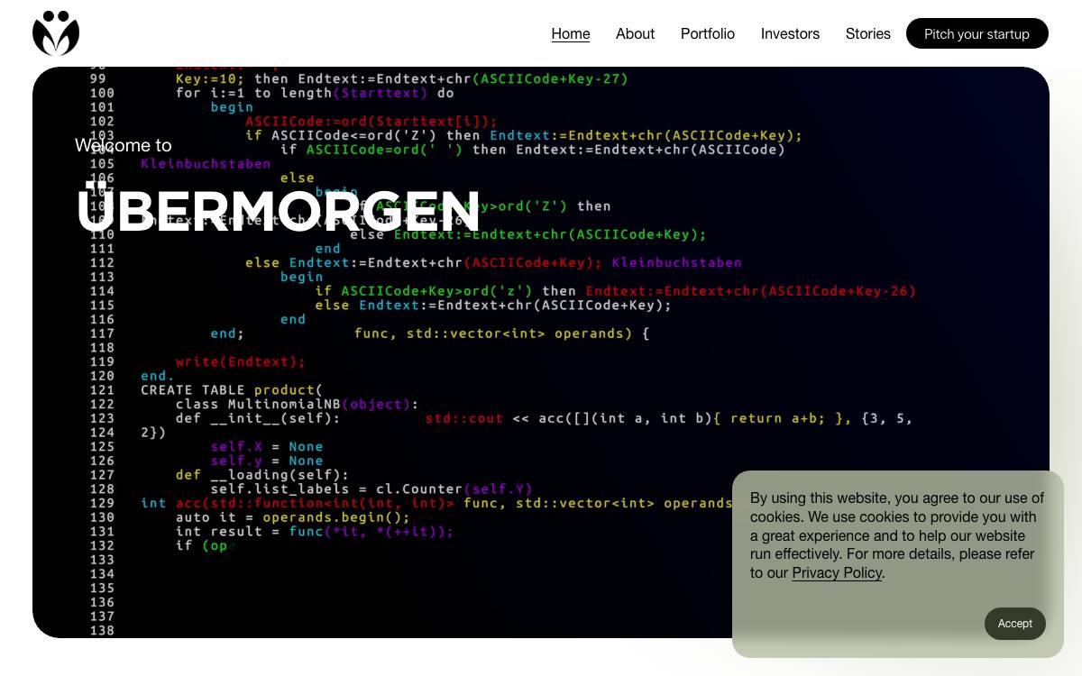 Übermorgen Ventures website preview