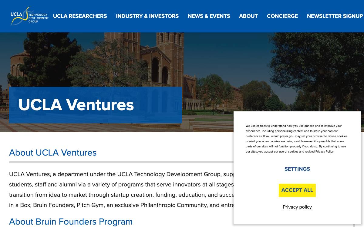 UCLA Ventures website preview