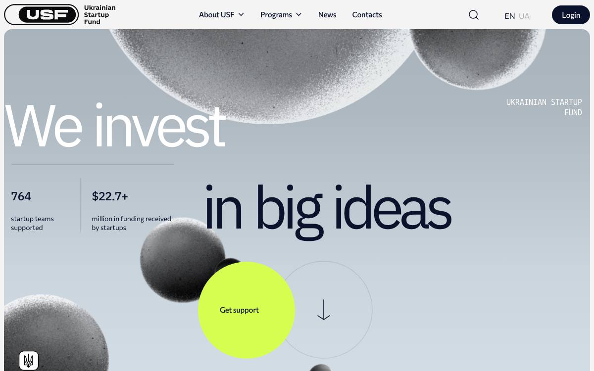 Ukrainian Startup Fund website preview