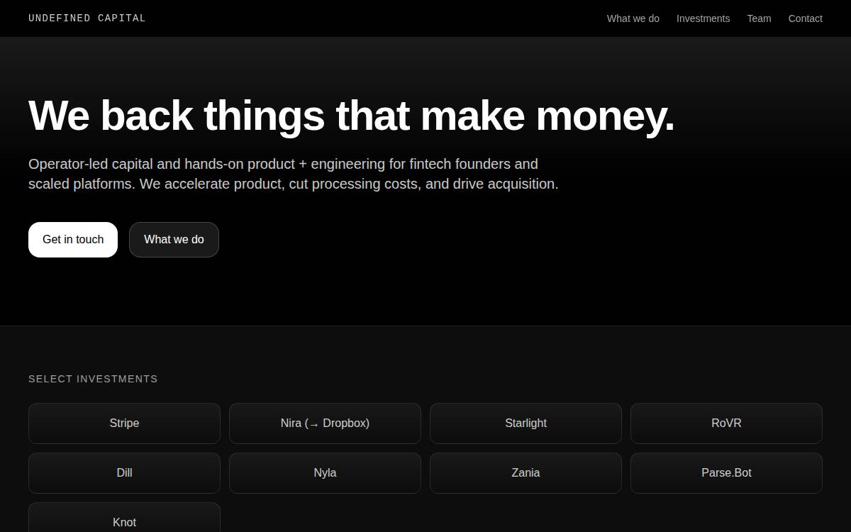 undefined capital website preview