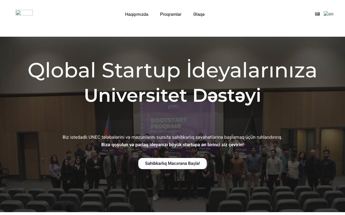 UNEC Startup Incubator website preview