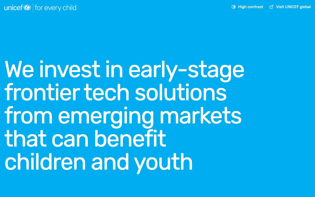 UNICEF Innovation Fund website preview