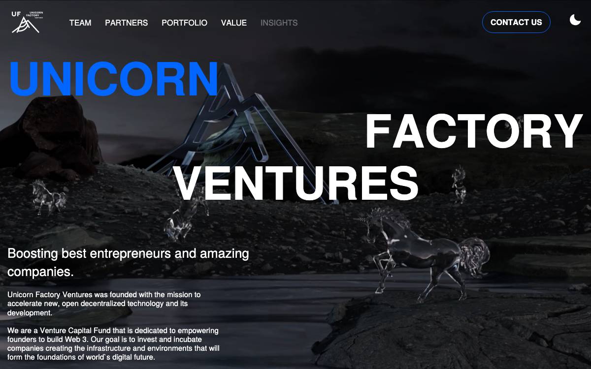 Unicorn Factory Ventures website preview