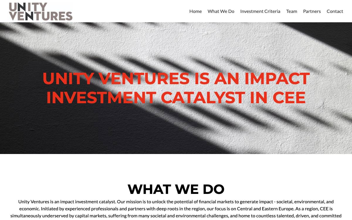 Unity Ventures website preview