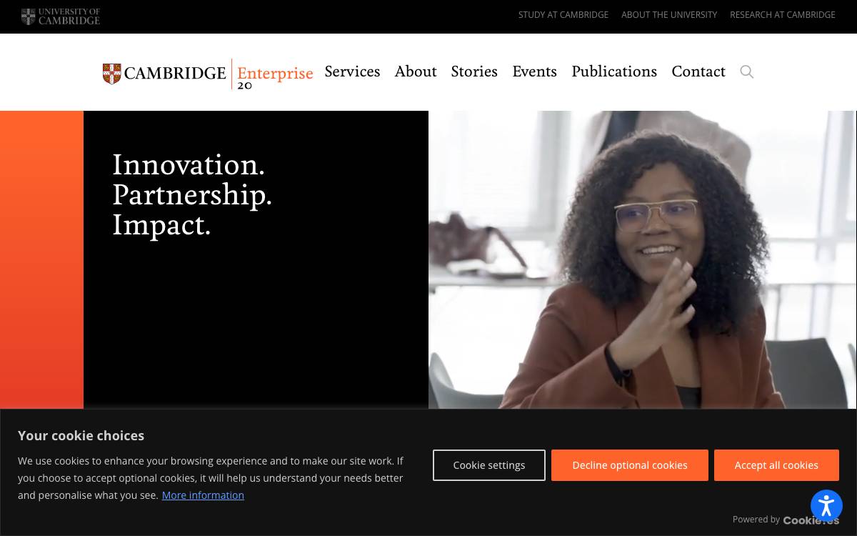 University of Cambridge Enterprise website preview