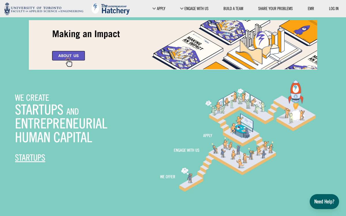University of Toronto Entrepreneurship Hatchery website preview