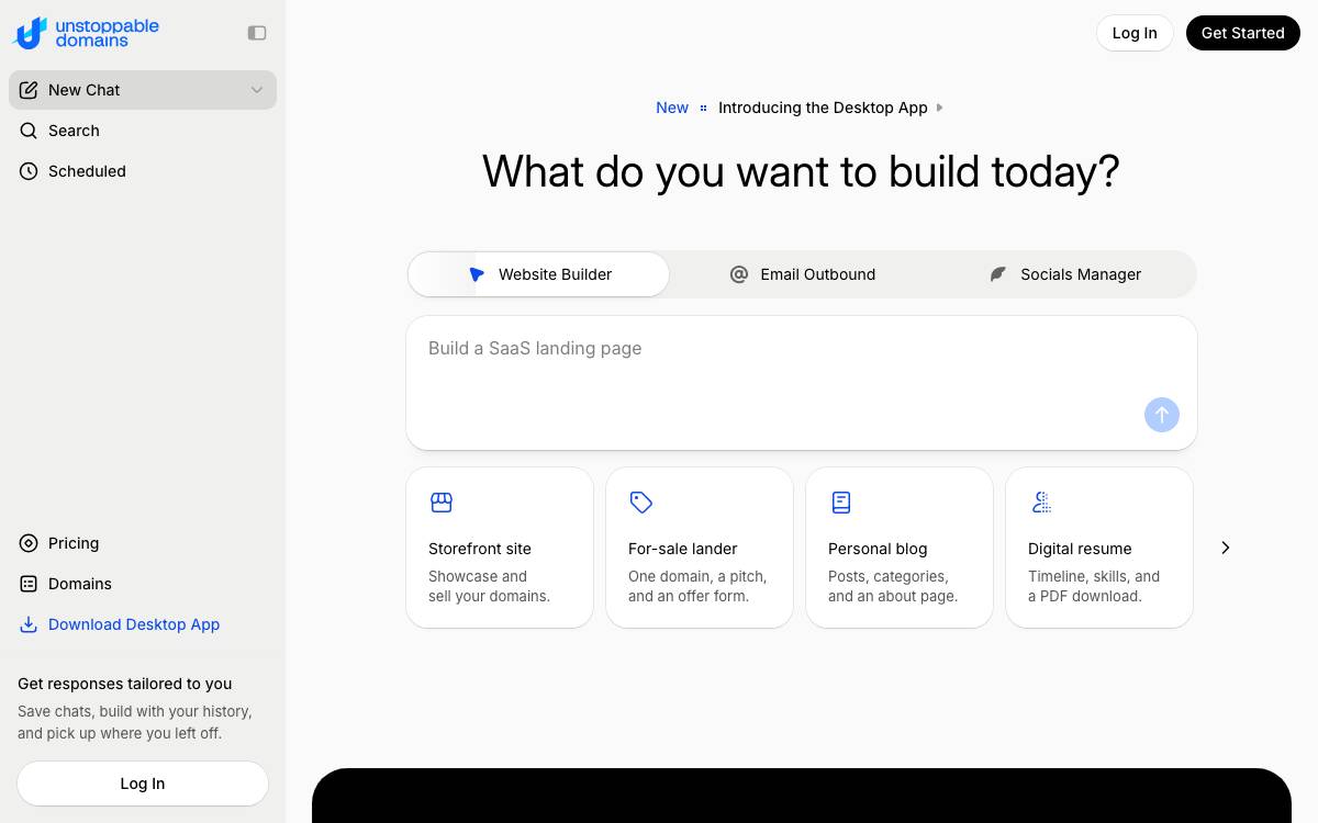 Unstoppable Domains website preview