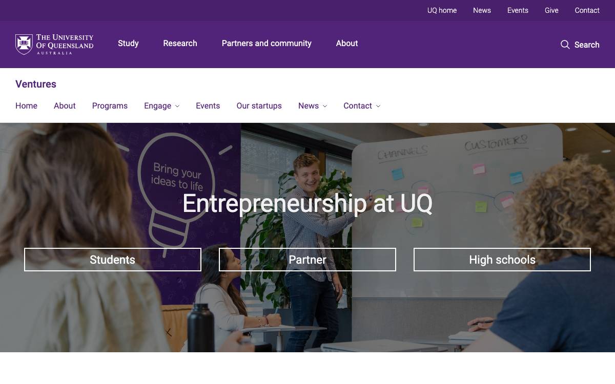 UQ Ventures website preview