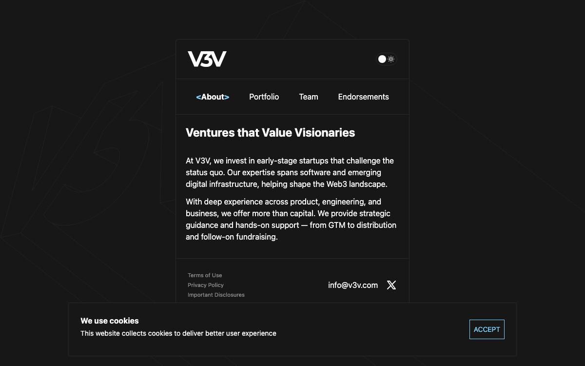 V3V Ventures website preview