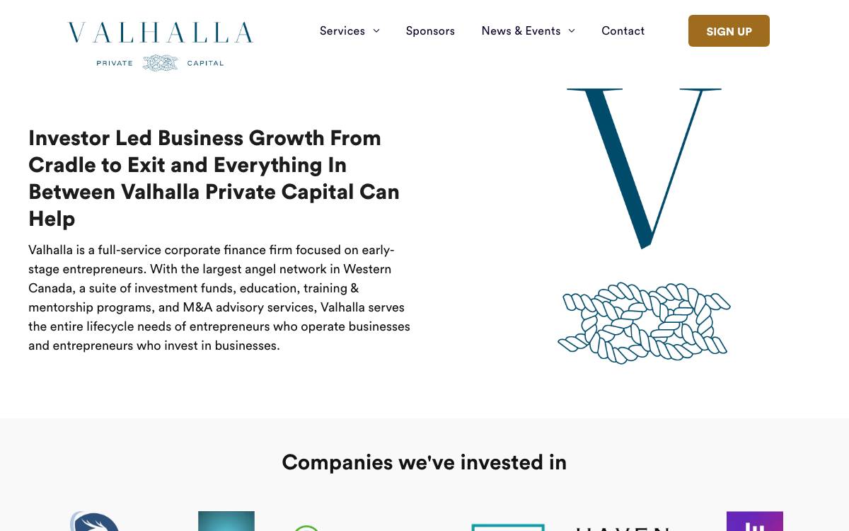 Valhalla Private Capital / Valhalla Angels website preview