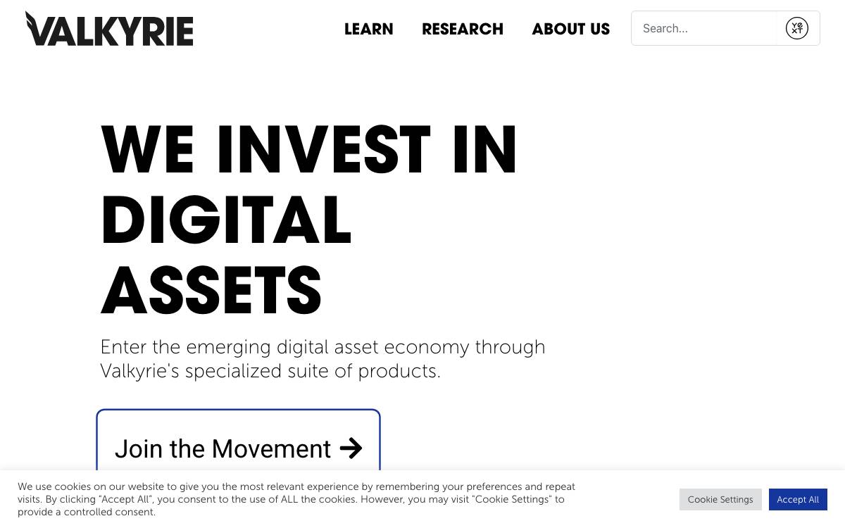 Valkyrie Investments website preview