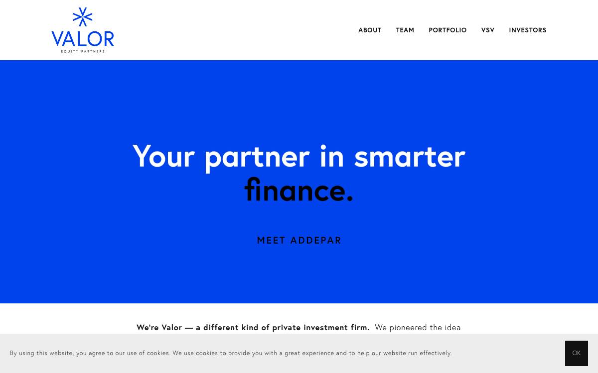 Valor Equity Partners website preview