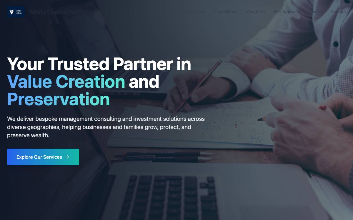 Valuta Capital Partners website preview