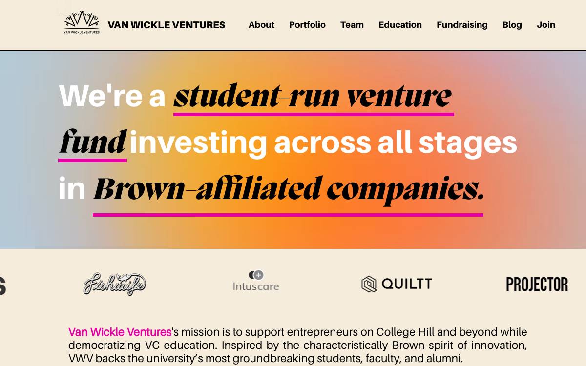 Van Wickle Ventures website preview