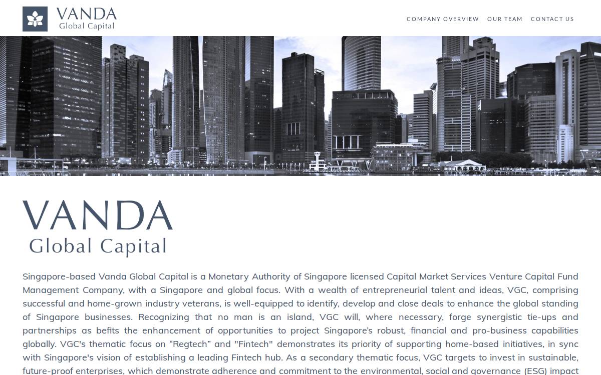 Vanda Global Capital website preview