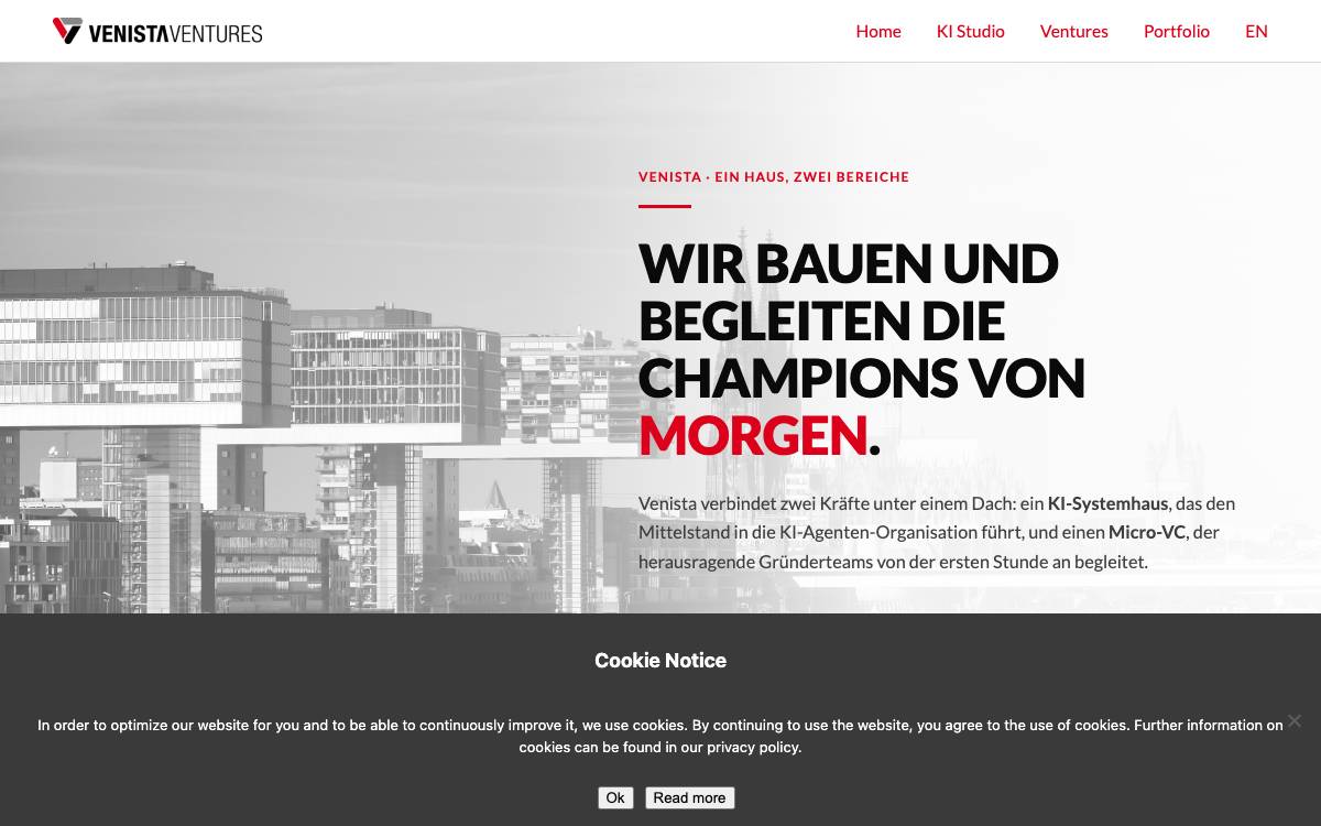 Venista Ventures website preview