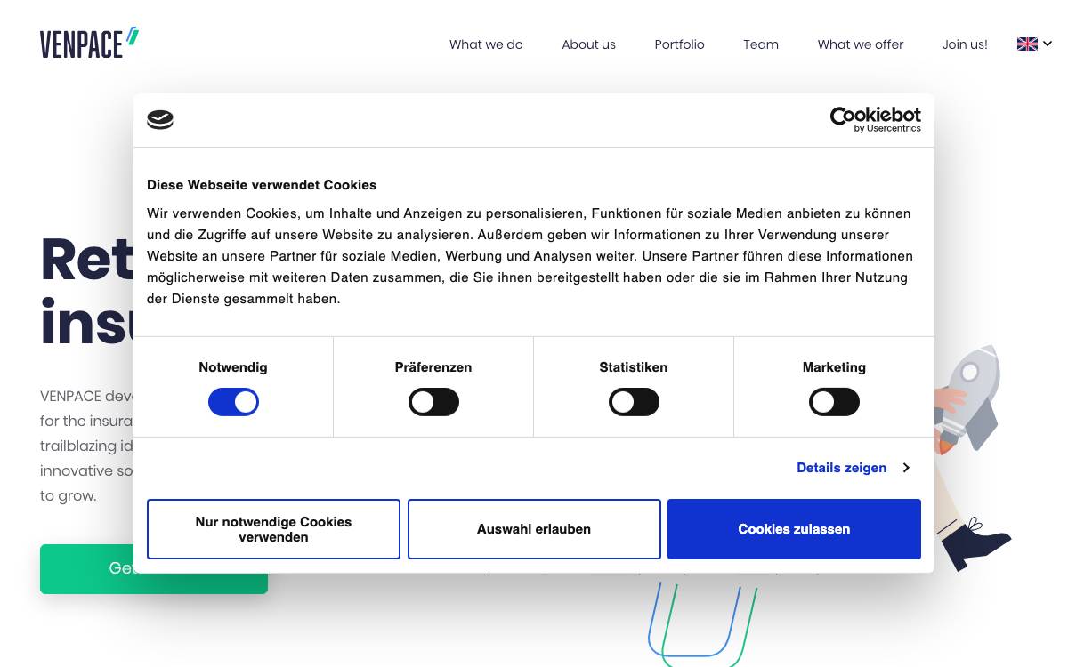 VENPACE website preview