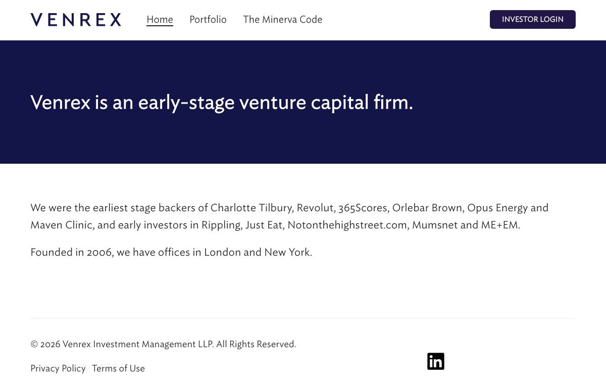 Venrex website preview