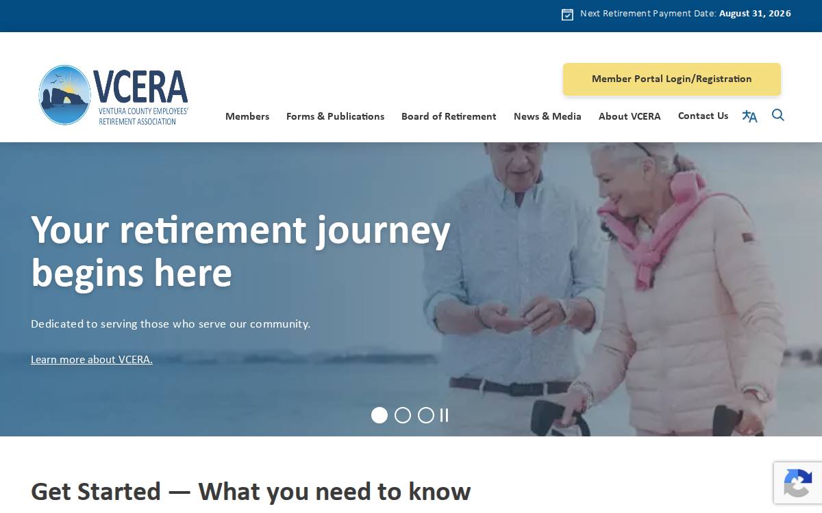 Ventura County Employees' Retirement Association website preview