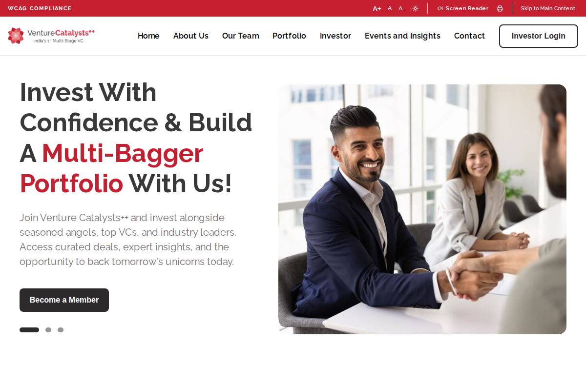 Venture Catalysts | India's First Integrated Incubator website preview
