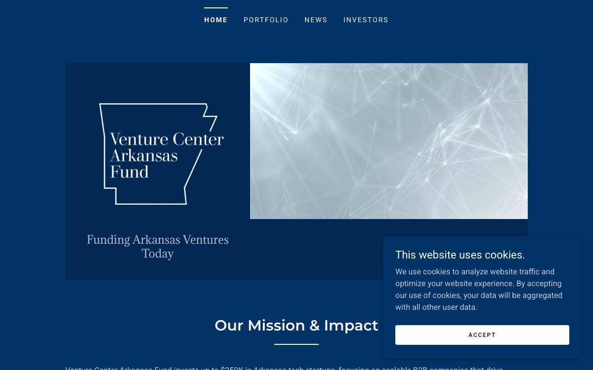 Venture Center Arkansas website preview