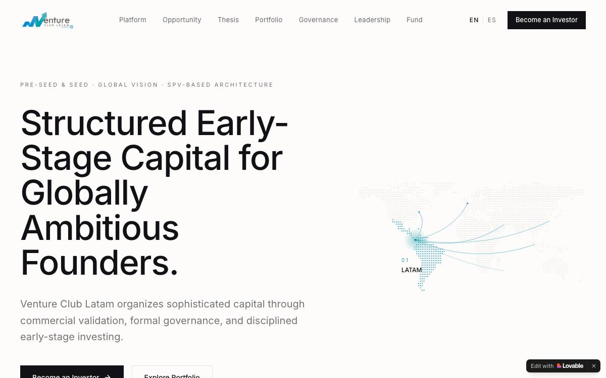 Venture Club Latam website preview
