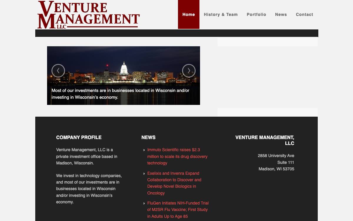 Venture Management website preview