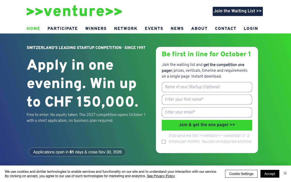Venture website preview