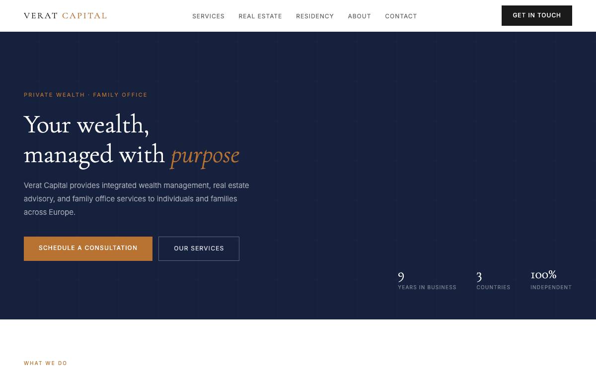 Verat Capital website preview