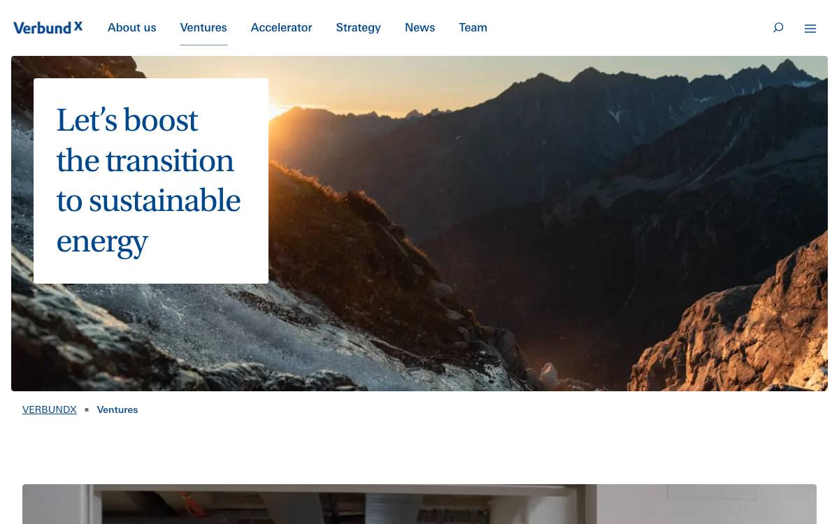 VERBUND X Ventures website preview