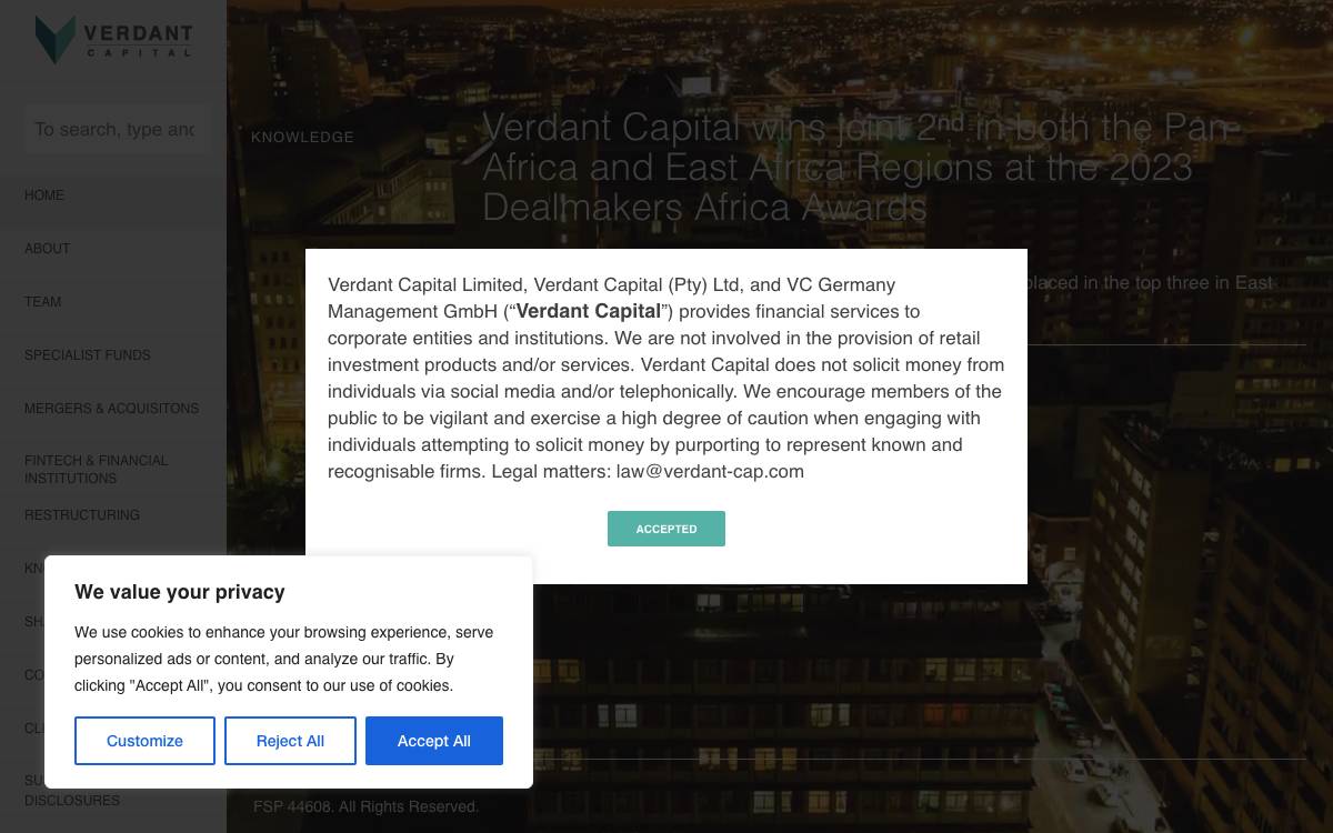 Verdant Capital website preview