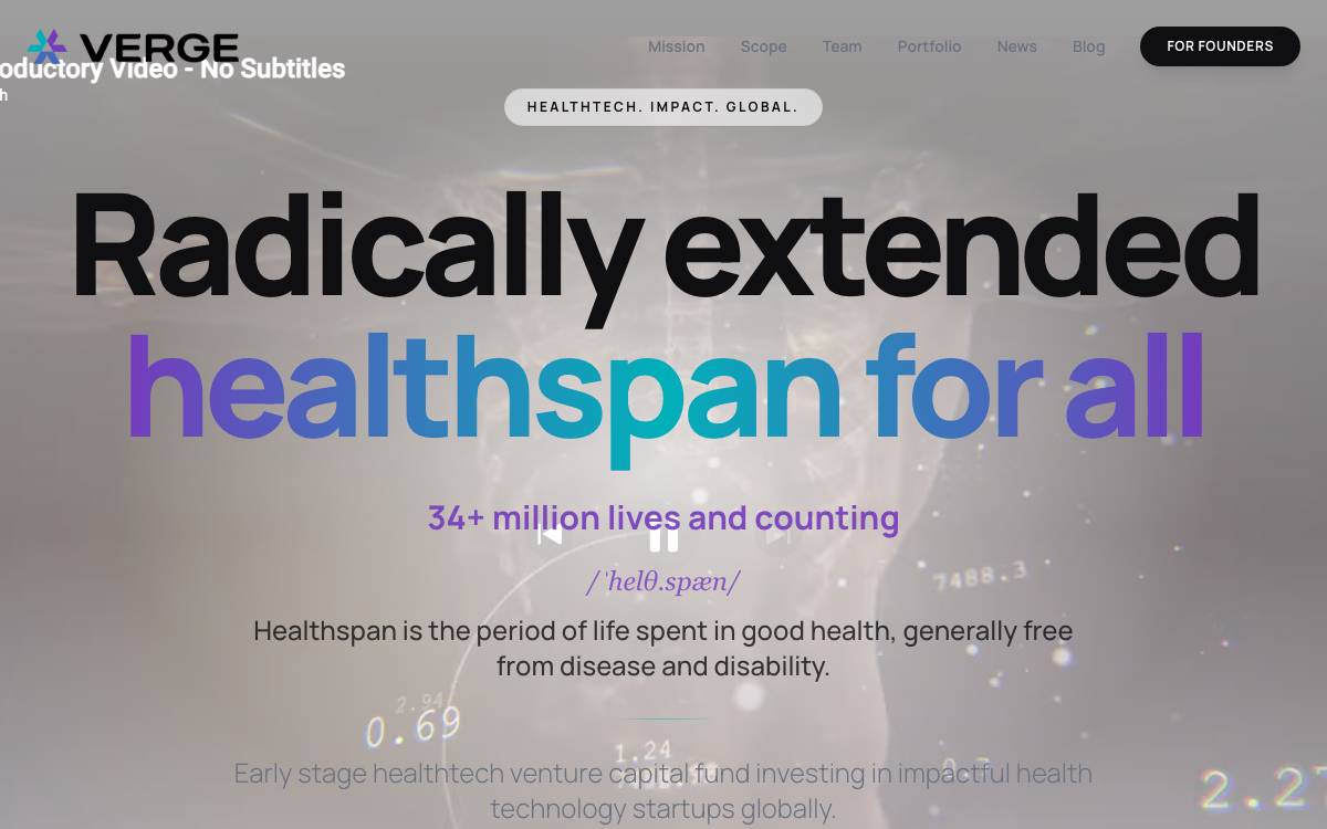 Verge HealthTech Fund website preview