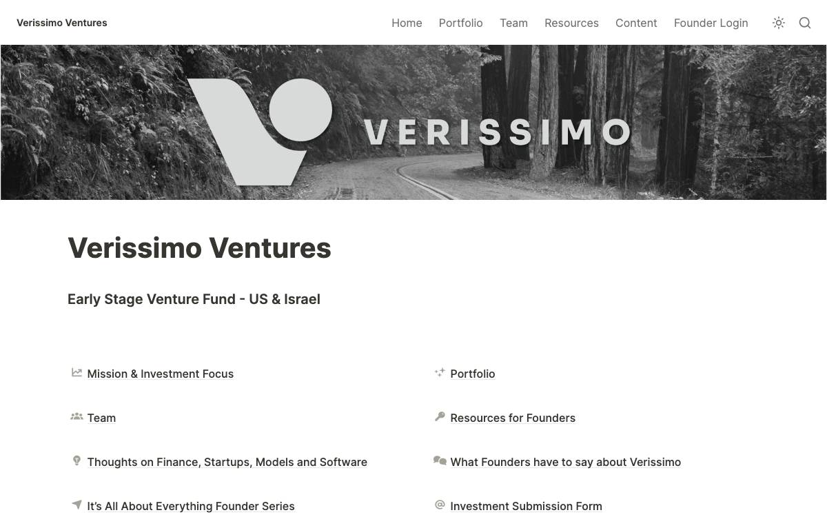 Verissimo Ventures website preview