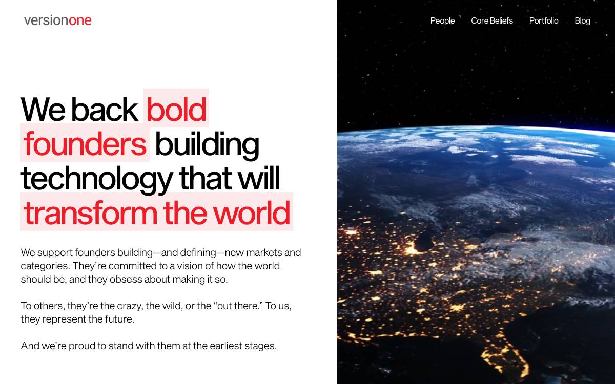 Version One Ventures website preview