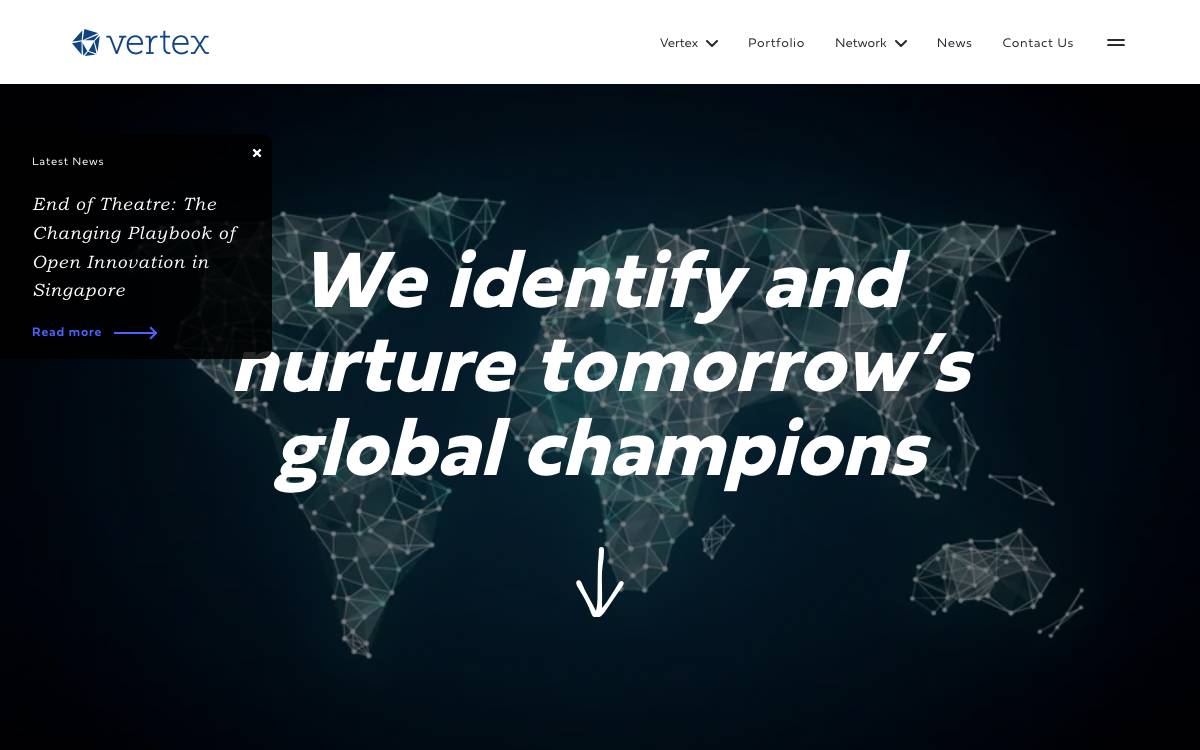 Vertex Venture Management Pte. Ltd. website preview