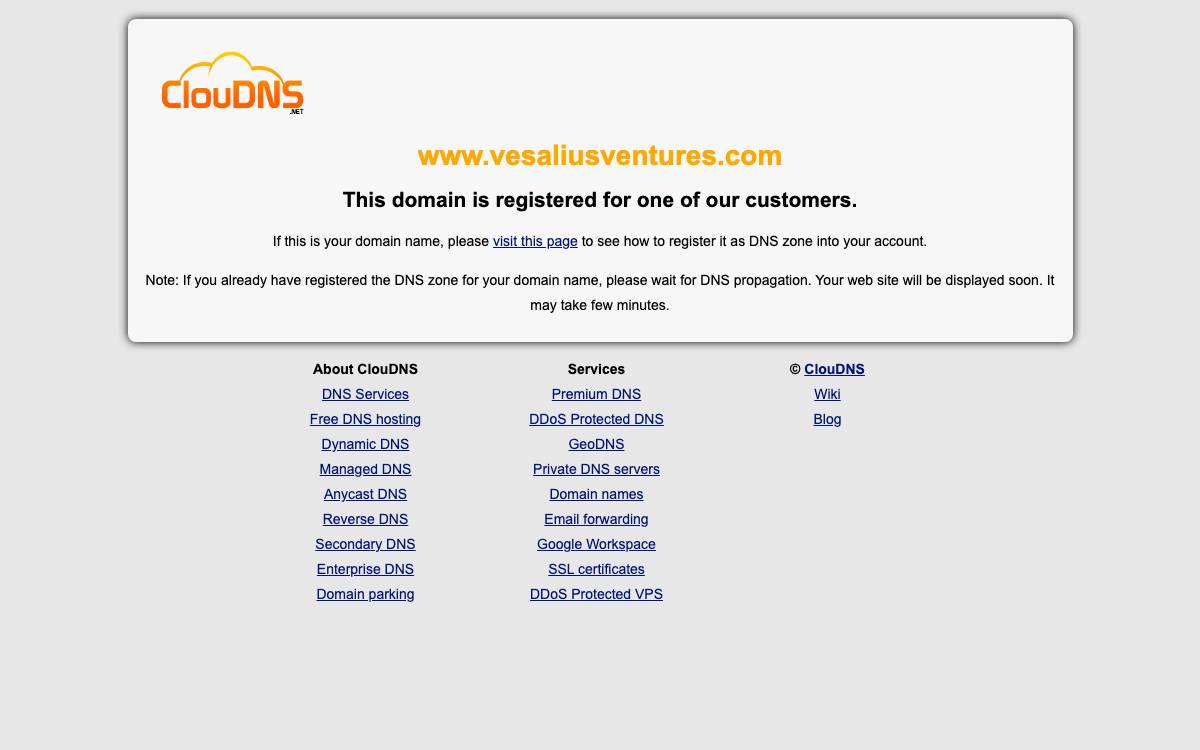 Vesalius Ventures website preview