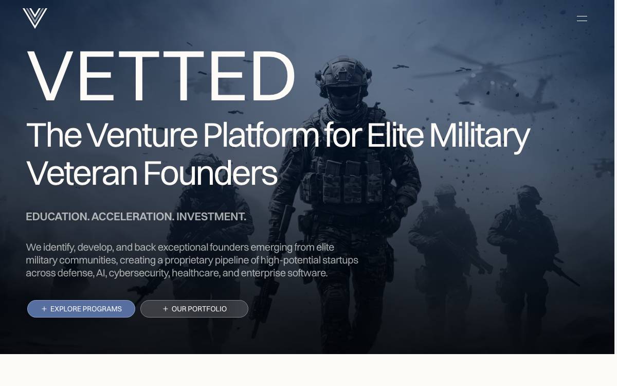 Vetted Accelerator website preview