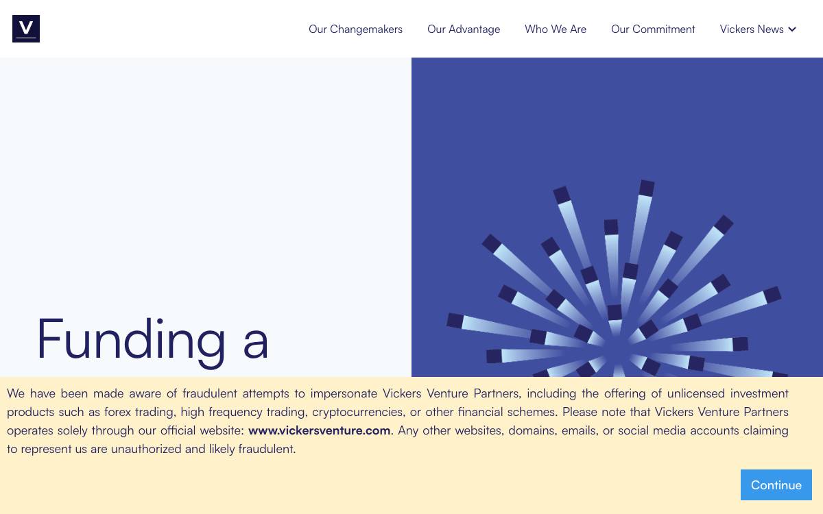 Vickers Venture Partners website preview