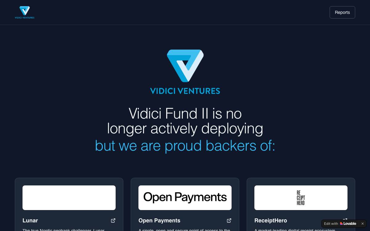 Vidici Ventures website preview
