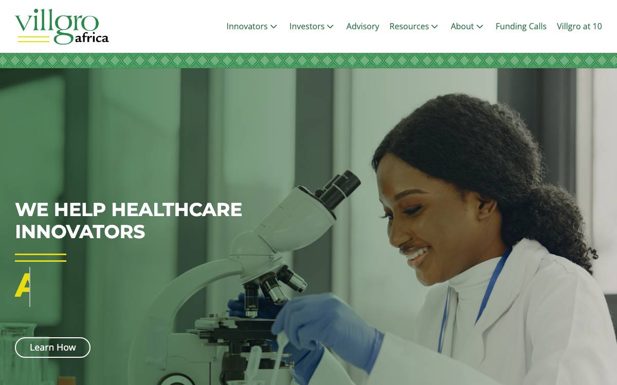 Villgro Africa website preview