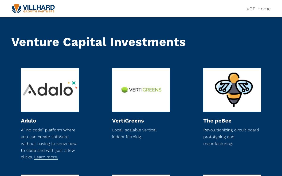Villhard Growth Partners website preview