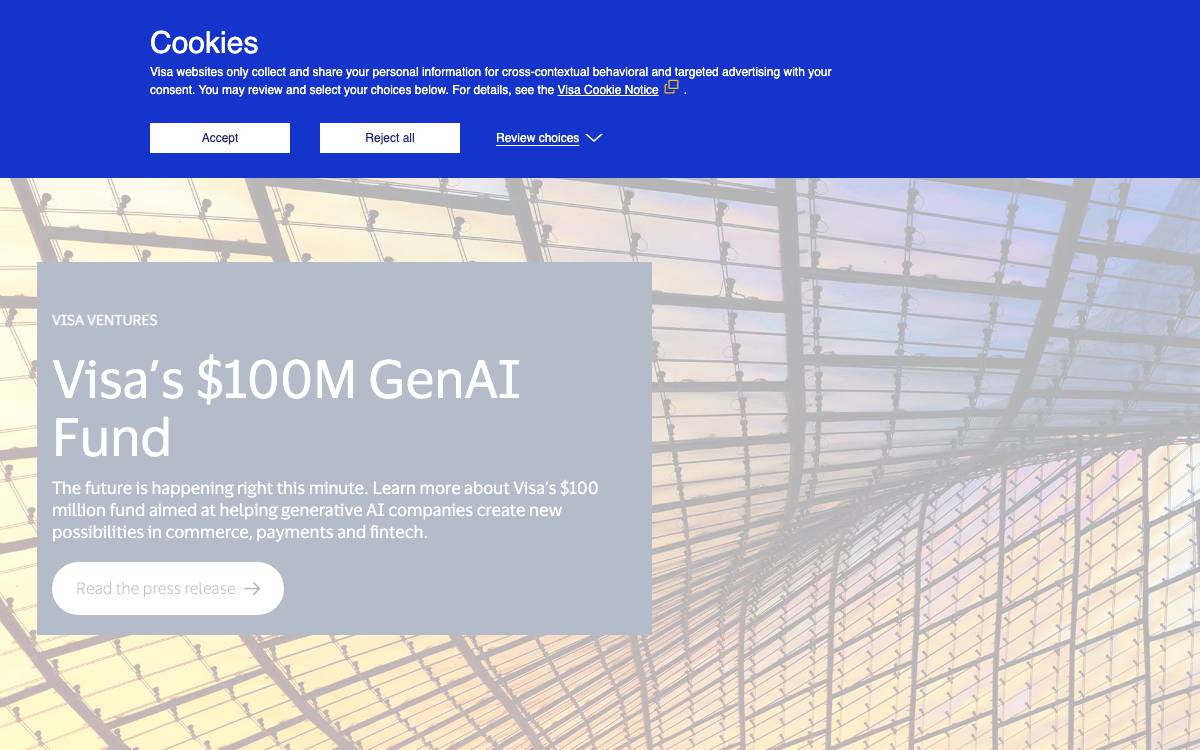 Visa Ventures website preview