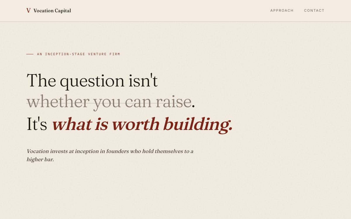 Vocation Capital website preview