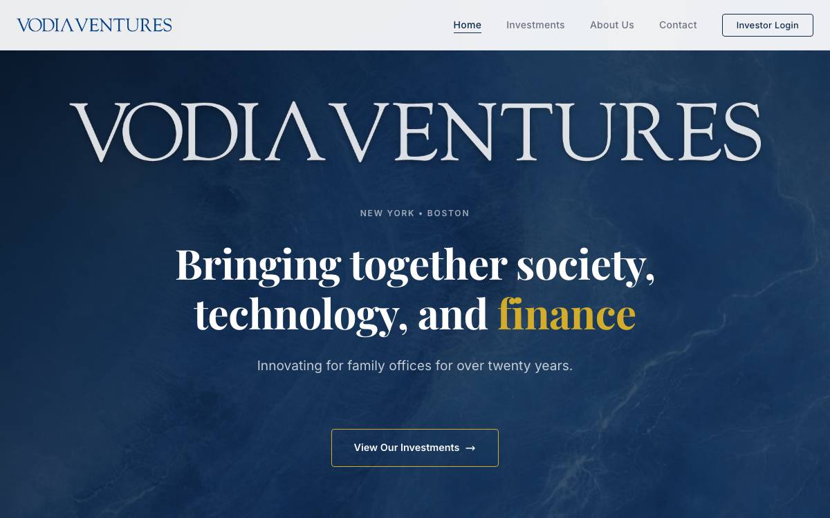 Vodia Ventures website preview