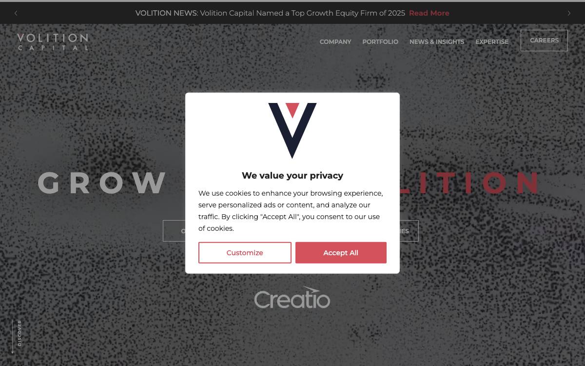 Volition Capital website preview
