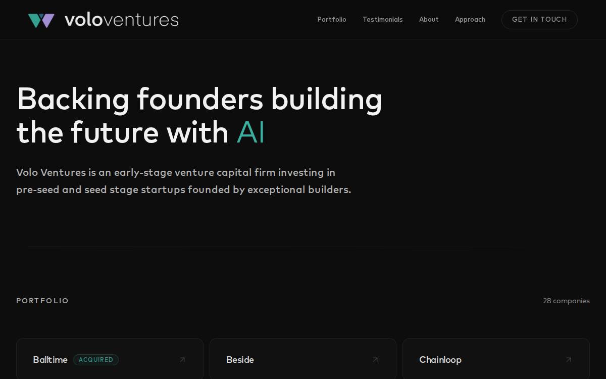 Volo Ventures website preview
