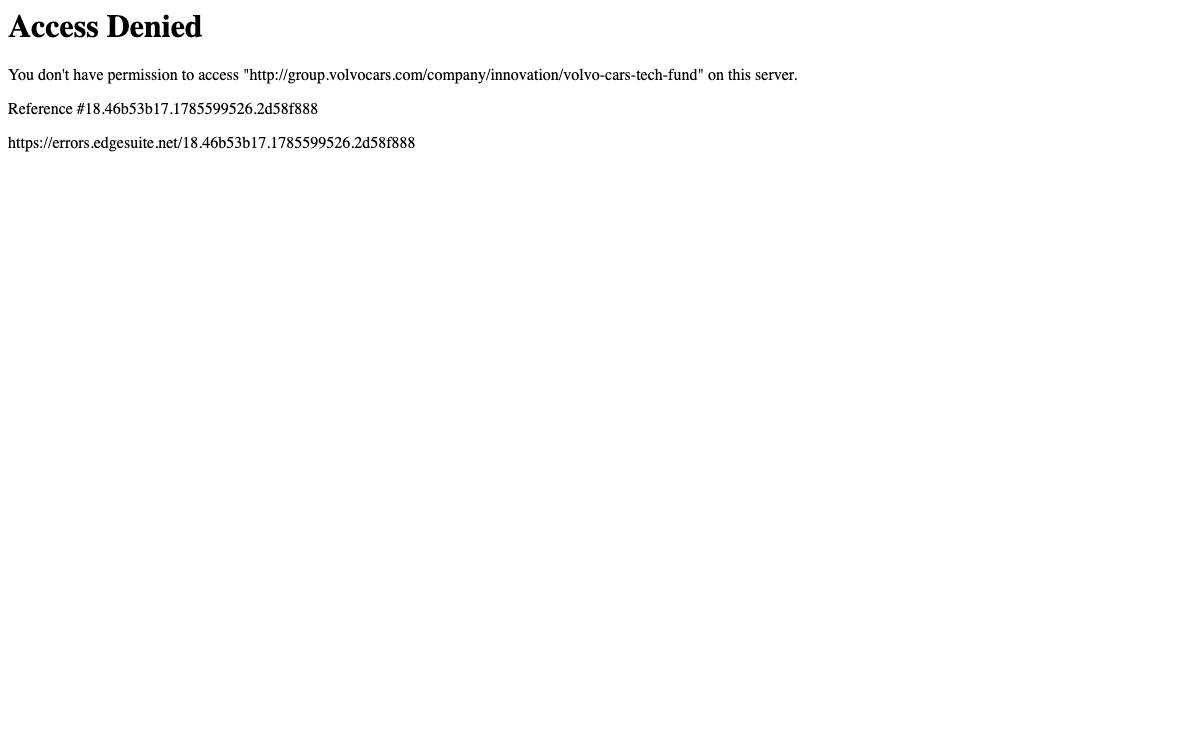 Volvo Cars Tech Fund website preview