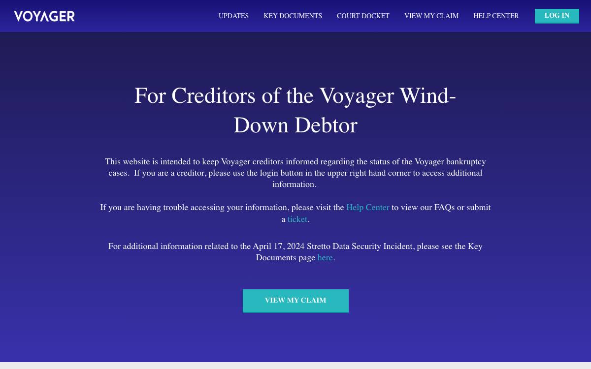 Voyager Digital website preview