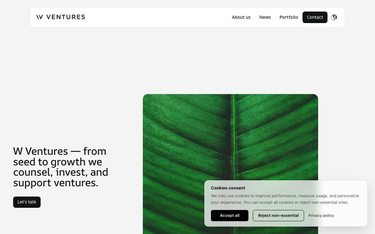 W ventures website preview