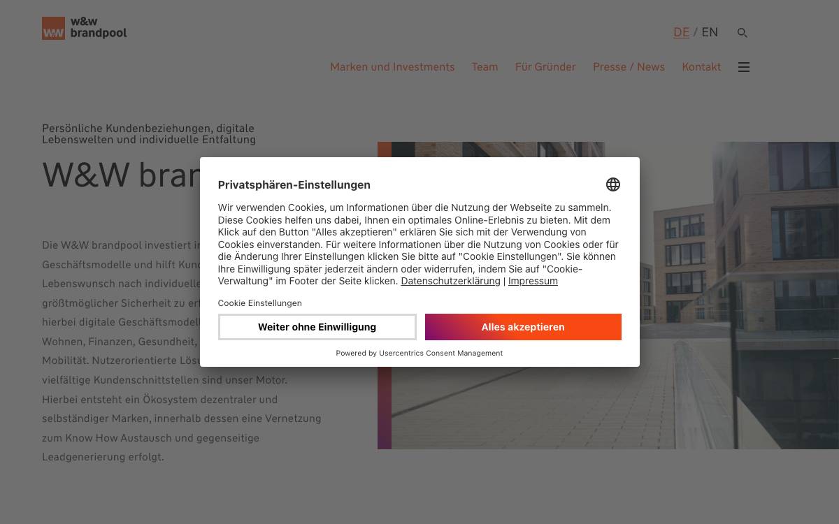 W&W brandpool GmbH website preview
